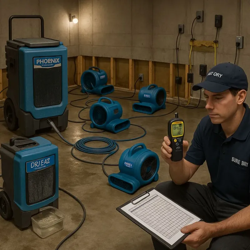 Structural Drying and Dehumidification process in Encanto, AZ